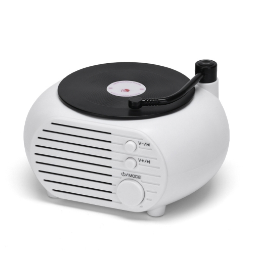 

Retro Mini Record Player Wireless Bluetooth Speaker Multifunctional Card Desktop Speaker(White Black)