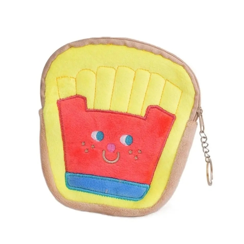 

Cute Breakfast Cartoon Wallet Coin Lipstick Data Cable Storage Bag Purse, Style: Fries
