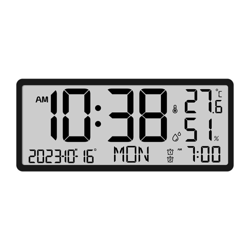

LCD Multifunctional Living Room Wall Clock Electronic Clock With Date/Temperature/Humidity Display(Black)
