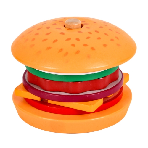 

Baby Wooden Simulation Food Set Pillar Matching Household Toy Early Learning Educational Toy(Burger)