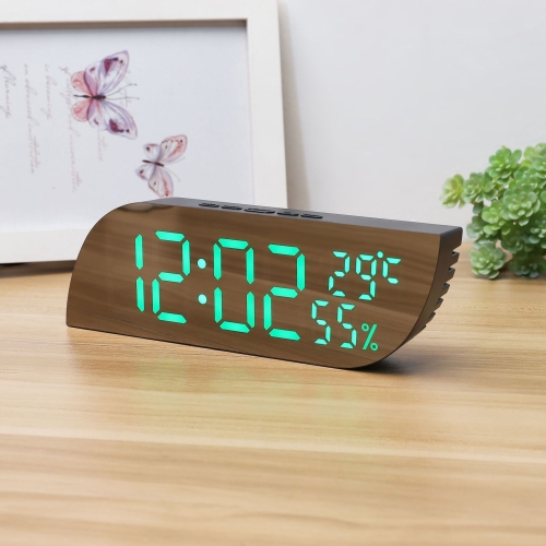 

LED Digital Display Clock Multifunctional Silent Temperature/Hygrometer Alarm Clock(Green)