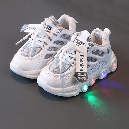 

Children LED Light Shoes Webbing Fabric Breathable Luminous Casual Sneakers, Size: 21(White)