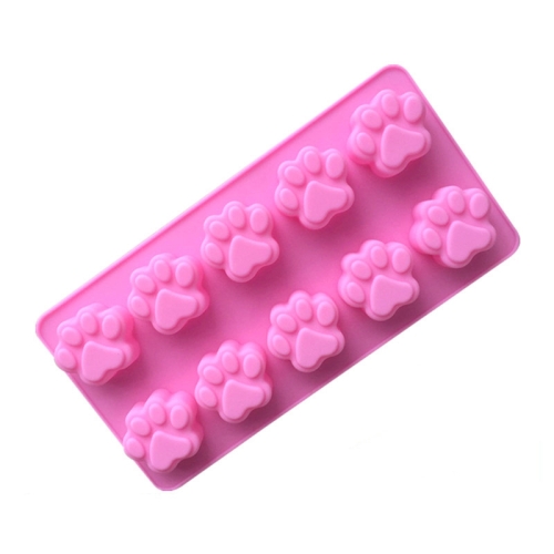 

10 Grids Cartoon Kitten Claw Bear Paw Silicone Soap Molds DIY Chocolate Baking Mould(Pink)