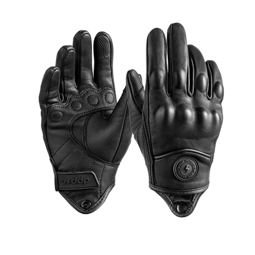 

BSDDP Racing Sheepskin Anti-fall Breathable Touch Screen Full Finger Gloves, Size: S(Black)