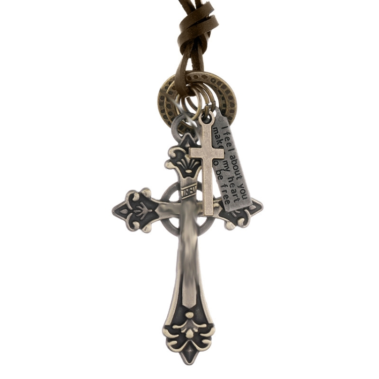 

Vintage Long Cross Necklace Drawstring Adjustable Personalized Sweater Chain(Bronze)