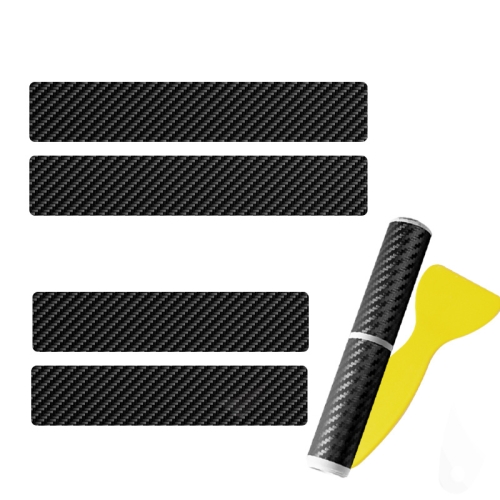 4pcs/Set Car Door Sill Strip PVC Anti-scratch Anti-dirt Protective Film(Carbon Fiber Black)
