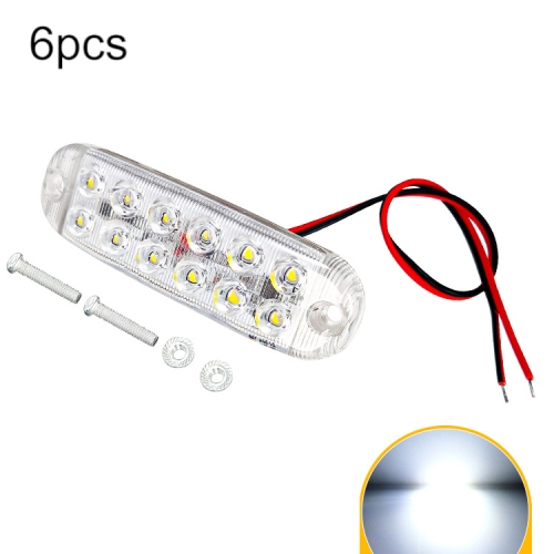 

6pcs 12-Bead LED Flashing Warning Lights Motorcycle RV Signal Lights(White Light)