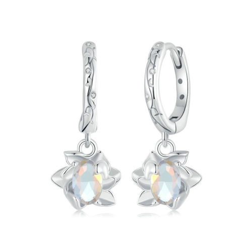

S925 Sterling Silver Platinum-plated Lotus Earrings(BSE998)
