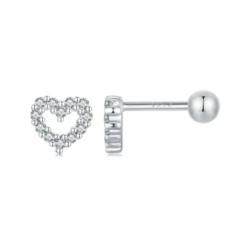 

S925 Sterling Silver Threaded Heart Zircon Earrings(SCE1727)