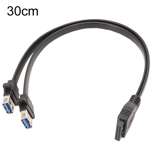 

30cm Motherboard USB3.0 Panel Cable Front 19Pin To Dual-Port A Female Data Flat Cable