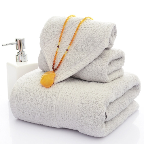 

3pcs /Set Cotton Towel Set, 1 Bath Towel, 1 Hand Towel, 1 Face Towel for Bathroom Hotel(Light Gray)