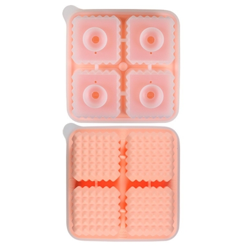 

Bar Home Baking Silicone Ice Mold Whiskey Ice Box, Color: Pink Square