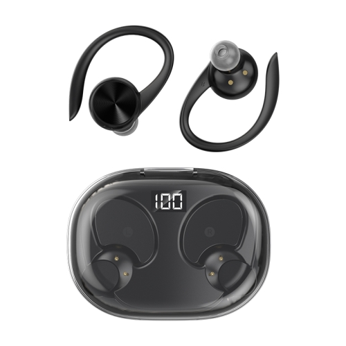 

Stereo Hanging Ear Bluetooth Earphones With Digital Display Charging Compartment(Black)