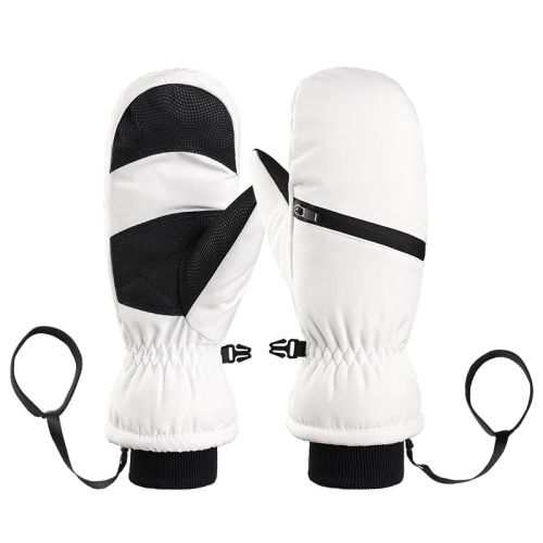 

Winter Padded Ski Gloves Outdoor Windproof Warm Sports Gloves, Size: XS(White)