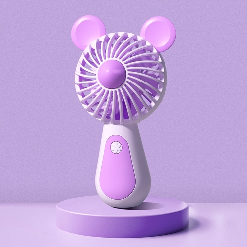 

Cute Cartoon Handheld Small Fan Mini Portable USB Charging Fan, Style: Bear(Purple)