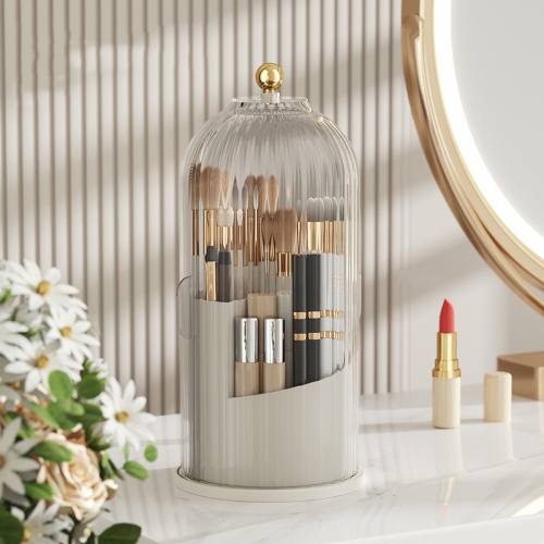 

Desktop Dust-proof Rotating Cosmetics Storage Box Push-pull Lipstick Rack(White Transparent)