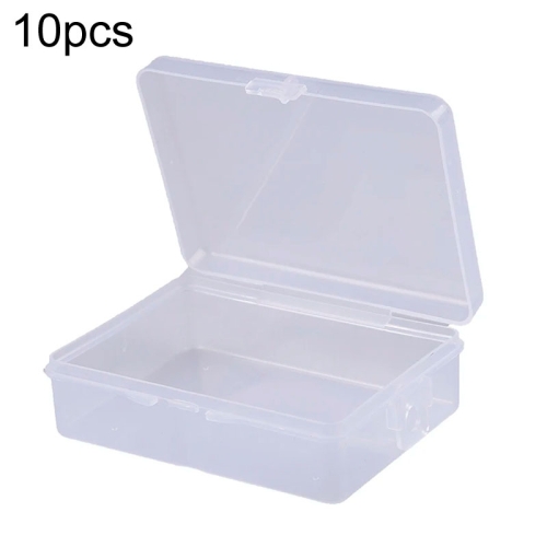 

10pcs Rectangle Plastic Transparent Storage Box With Lid Dustproof Earring Ring Jewelry Storage Box, Size: 6.7x4.9x2.3cm