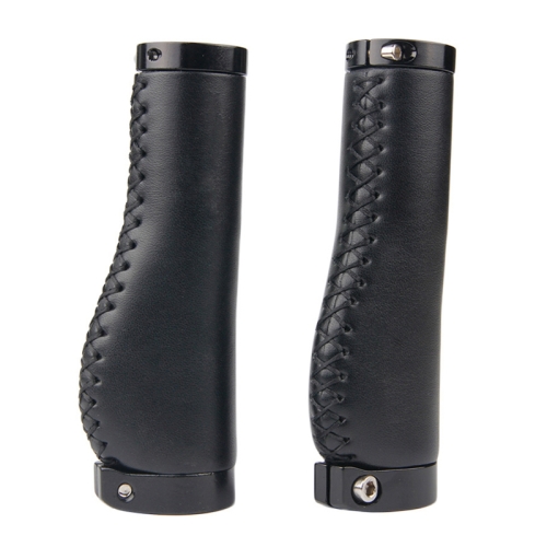 

1pair Bicycle Non-Slip Leather Handlebar Grips Mountain Bike Vintage Handlebar Protector(Black)