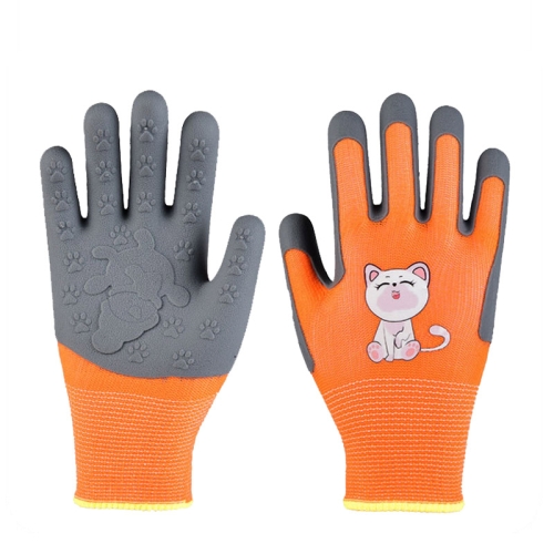 

1pair TPE Children Cartoon Gloves Hamster Parrot Anti-scratch Bite Student Gardening Protective Anti-slip Wear-resistant Gloves, Size: S Orange