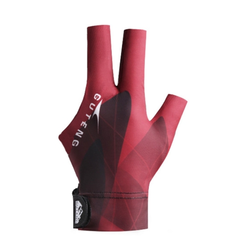 GUTENG Three Finger Thin Breathable Wear-Resistant Non-Slip Snooker Billiard Gloves, Style: Left Hand Half Finger (Printed Red)