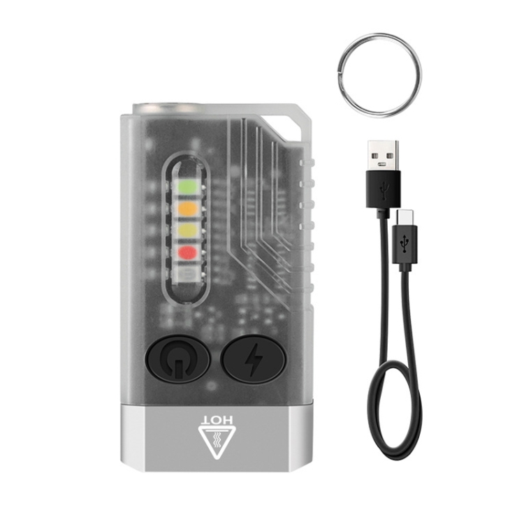 

V10 Portable Keychain Light USB Rechargeable Bright Mini Flashlight(White)