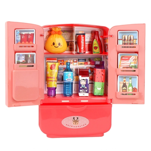 

Children Play House Simulation Refrigerator Kitchen Toy Double Door Girls Smart Freezer Toy(Pink)