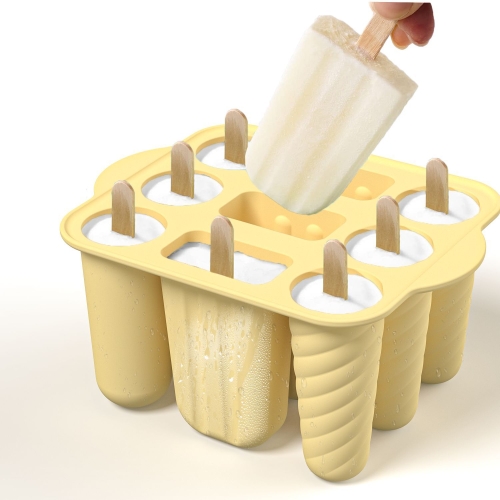 

9 Grids Ice Cream Mould Silicone Ice Compartment Homemade Ice Cube Membrane Maker(Yellow A)