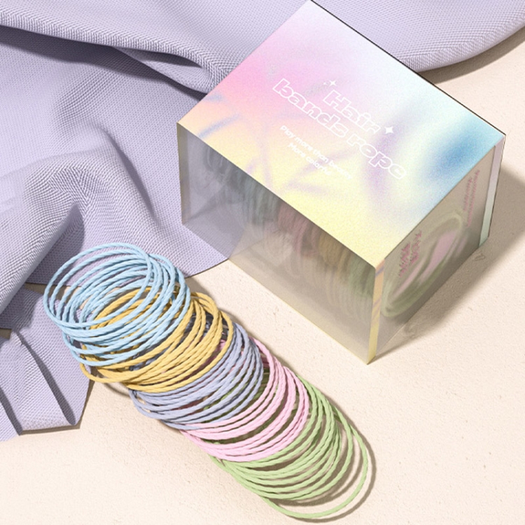 

Allsmile 50pcs /Box Rubber Band Hair Circle Headband Girls Hair Tie Headwear(Light Color)