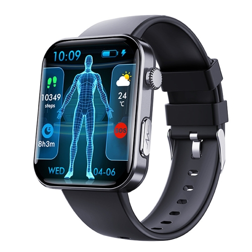 

F300 2.1-Inch Screen Smart Watch Supports Bluetooth Calls/ECG/Blood Composition Analysis/50+ Sports Modes, Color: Black Silicone