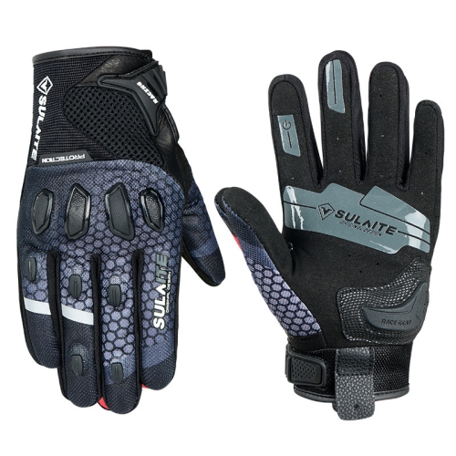 

SULAITE Motorcycle Anti-fall Touch Screen Breathable Mesh Cycling Gloves, Size: M(Black)