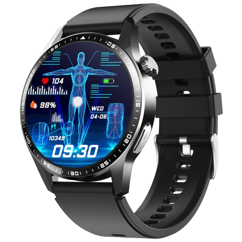 

F400 1.55 Inch Screen Smart Watch Support ECG/ Blood Oxygen / Blood Sugar / 150+ Sports Mode, Color: Black Silicone