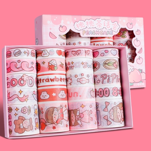 

20rolls /Box Hand Journal Tape Cute Girly Cartoon Character Sticker(Peach Cake)