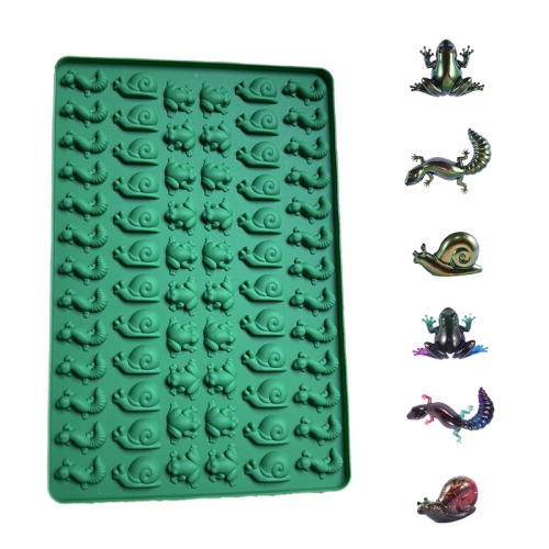 

70-Cavity Mini Frog Snail Gecko Silicone Molds For Making Pet Treats, Fondant, Cake, Chocolate, Candy, and Cookies(Green)