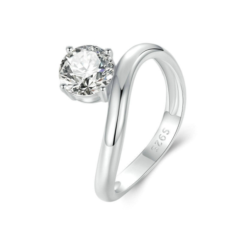 

S925 Sterling Silver Platinum Plated 1 Carat Moissanite Engagement Ring(No.6)