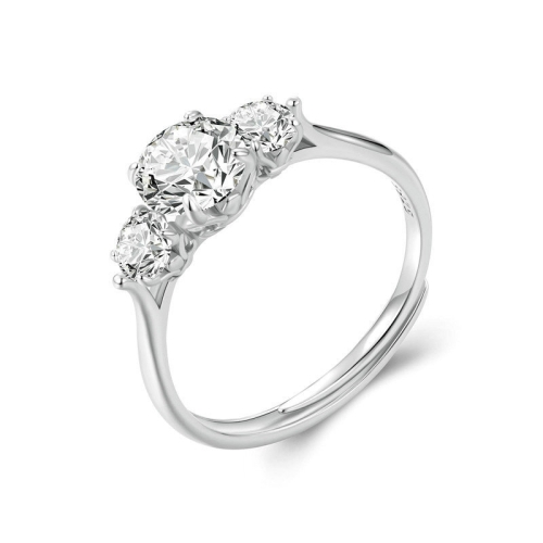 

1 Carat Moissanite S925 Sterling Silver Platinum Plated Open Adjustable Ring(MSR051-E)