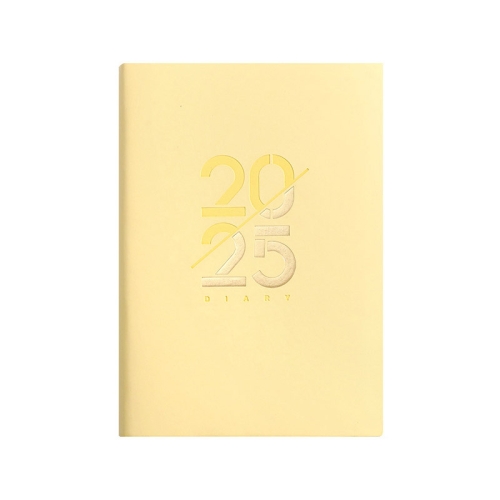 

2025 Calendar A5 Planner Soft Leather Daily Planner Notebook, Color: Yellow English