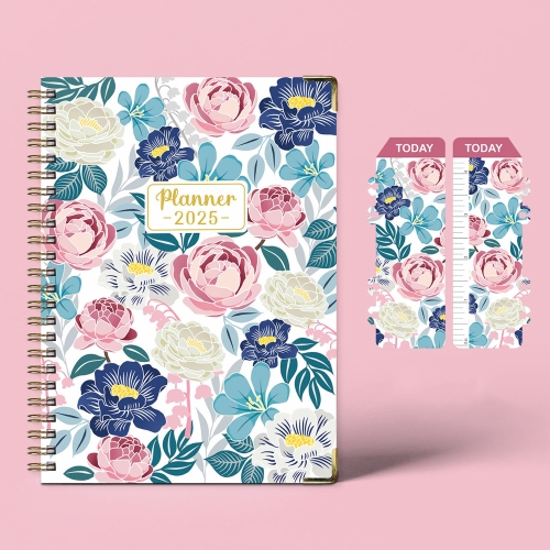 

A5 2025 English Coil Calendar Notebook Diary Work Plan Book, Cover color: B08