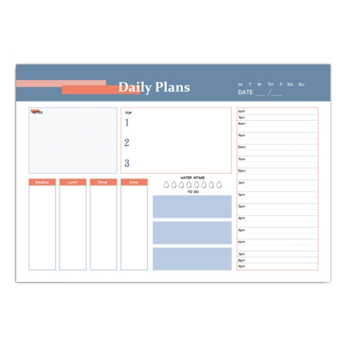 

A5 120 Pages Magnetic Day Planner Sticky Note Book Tearable Notebook Management Workbook, Color: Horizontal Haze Blue