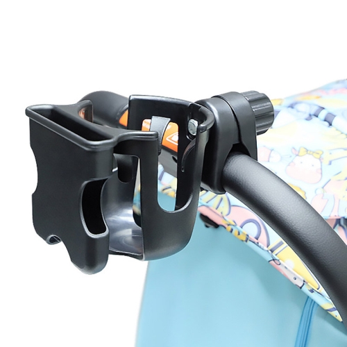 

2 In 1 Skeleton Stroller Cell Phone Mug Holder Pushchair Multi-Use Bottle Rack(Black)