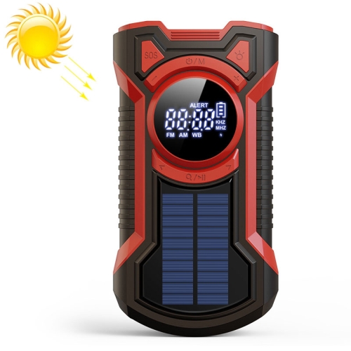 

EM03 IPX5 Waterproof Multifunctional Solar Emergency Radio Hand-Cranked Generator Flashlight(Red)