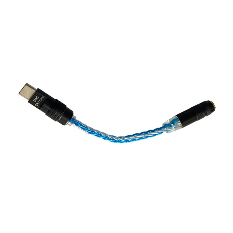 

Type-C To 3.5mm Conversion Cable DAC Earphone Decoding Braided Wire, Style: Black Adapter Blue Line