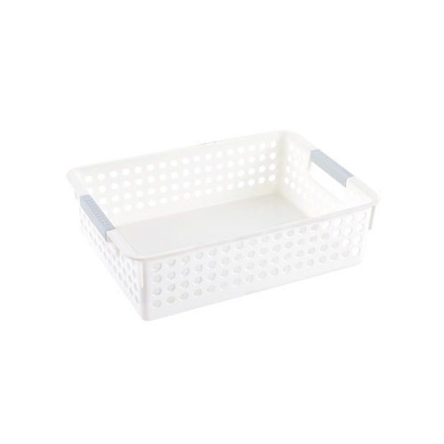 

Plastic Storage Basket Desktop Sundry Organizer Frame Toys Kitchen Snacks Storage Box, Style: Shallow Small White