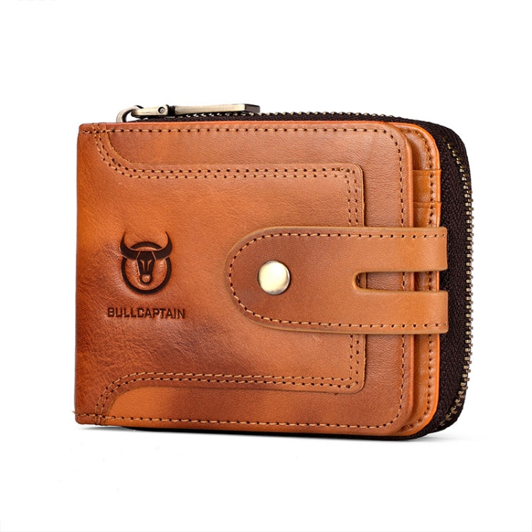 Cartera antirrobo de piel de vaca con cremallera corta para hombre - Main Image