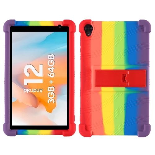 

For Blackview Tab 50 WiFi Shockproof Silicone Tablet Case With Holder(Rainbow)