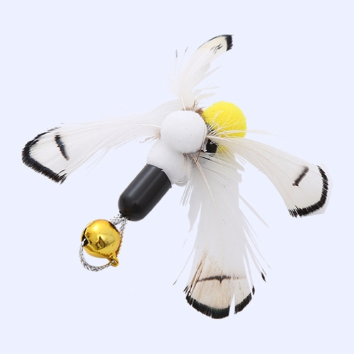 

Simulated Insect Feather Cat Teaser Replacement Head Cats Self-Help Toy Bell, Style: White Butterfly