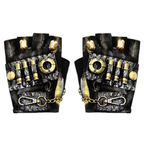 

Punk Biker Half Finger Gloves Halloween Accessories(S)
