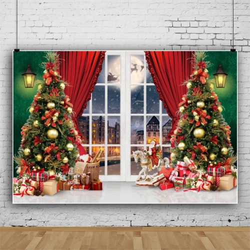 

120x80cm Christmas Wreath Snow Scene Photography Background Curtain, Color: 11421618