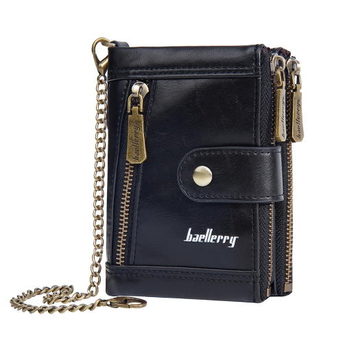 

Baellerry D3261 Retro Multi-card Slot Double-zipper Short Wallet Coin Purse(Black)