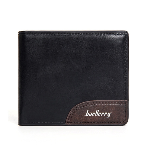 

Baellerry D2405 Retro Two-fold Men Short Zipper Wallet Card Holder(Black)