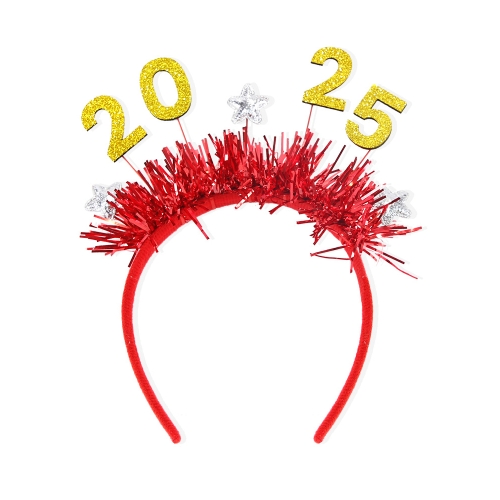 

2025 Digital Christmas Party Decoration Headband Mall Bar New Year Eve Event Headdress(Gold)